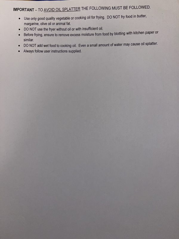 Deep Fryer Instructions Party Hire Auckland