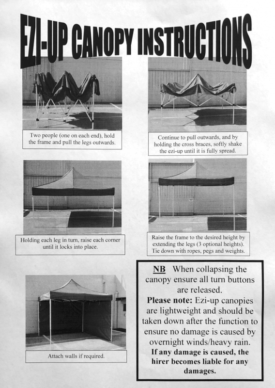 EziUp Canopy Instructions Party Hire Auckland
