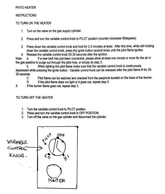 Patio Heater Instructions Party Hire Auckland